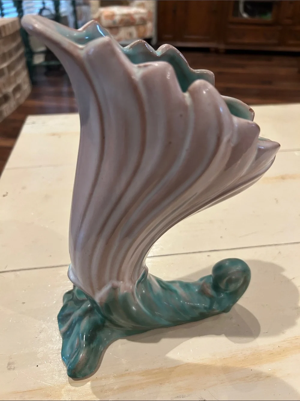 Vintage “Terra Rose” Lily Model #3619 Ceramic Vase in Pink and Aqua